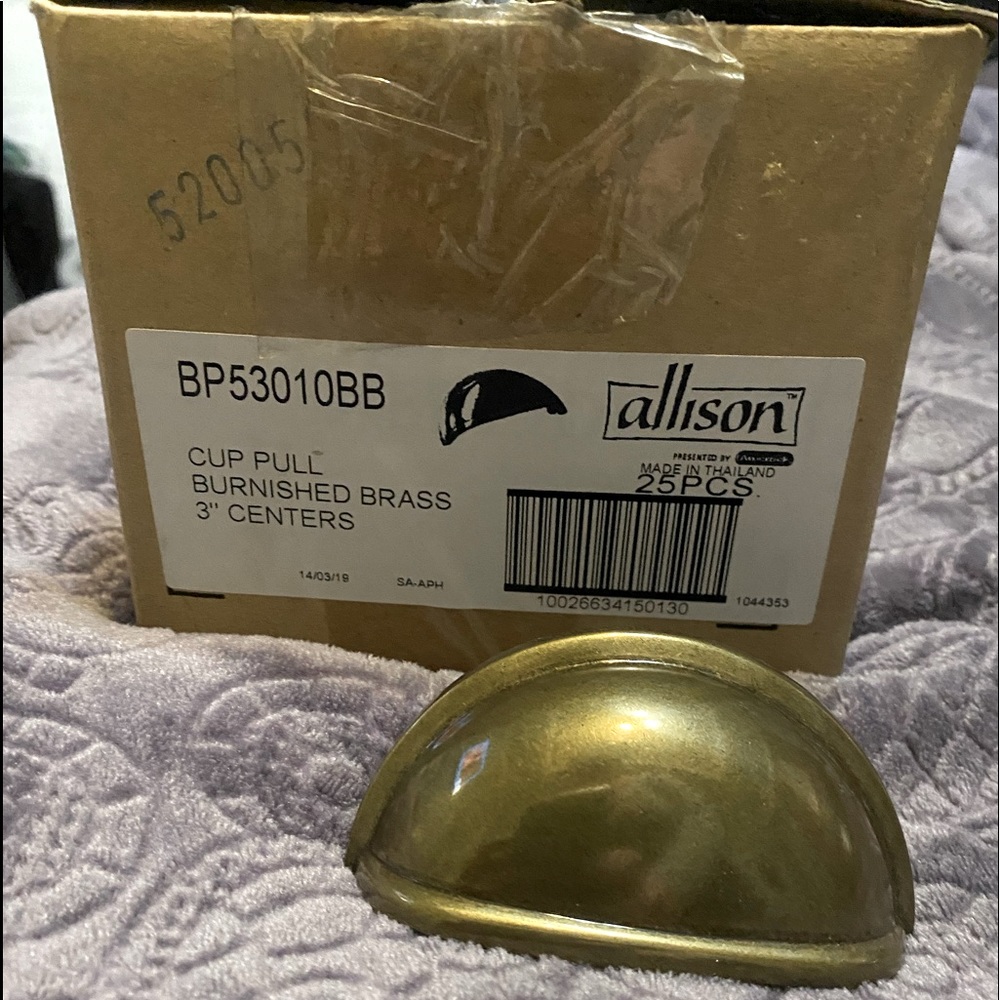 15 Allison Burnished Brass 3in cup cabinet pulls